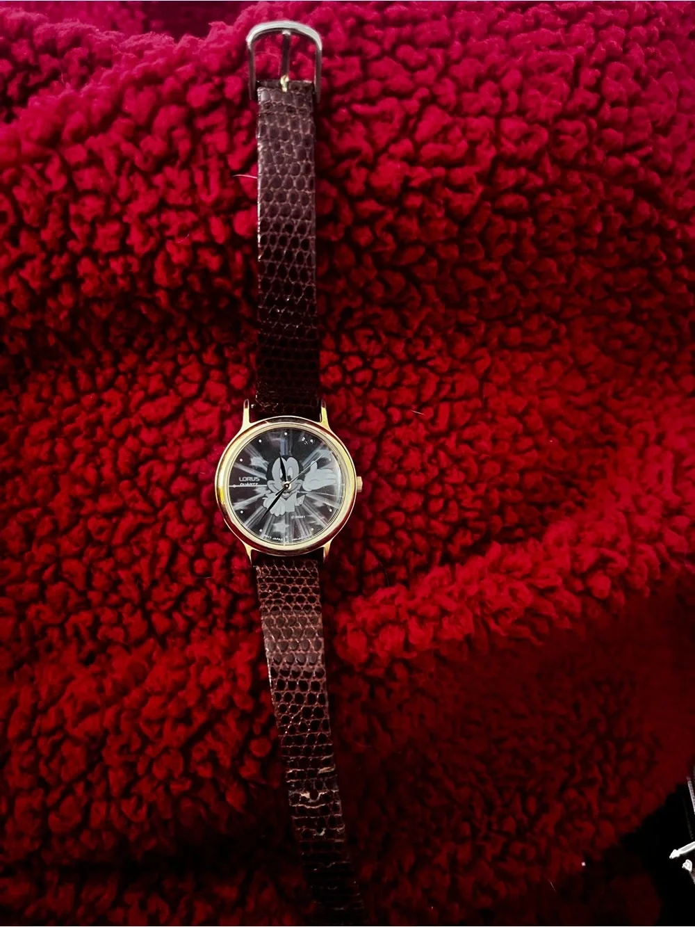Women’s Gold-Tone Watch with Brown Leather Strap